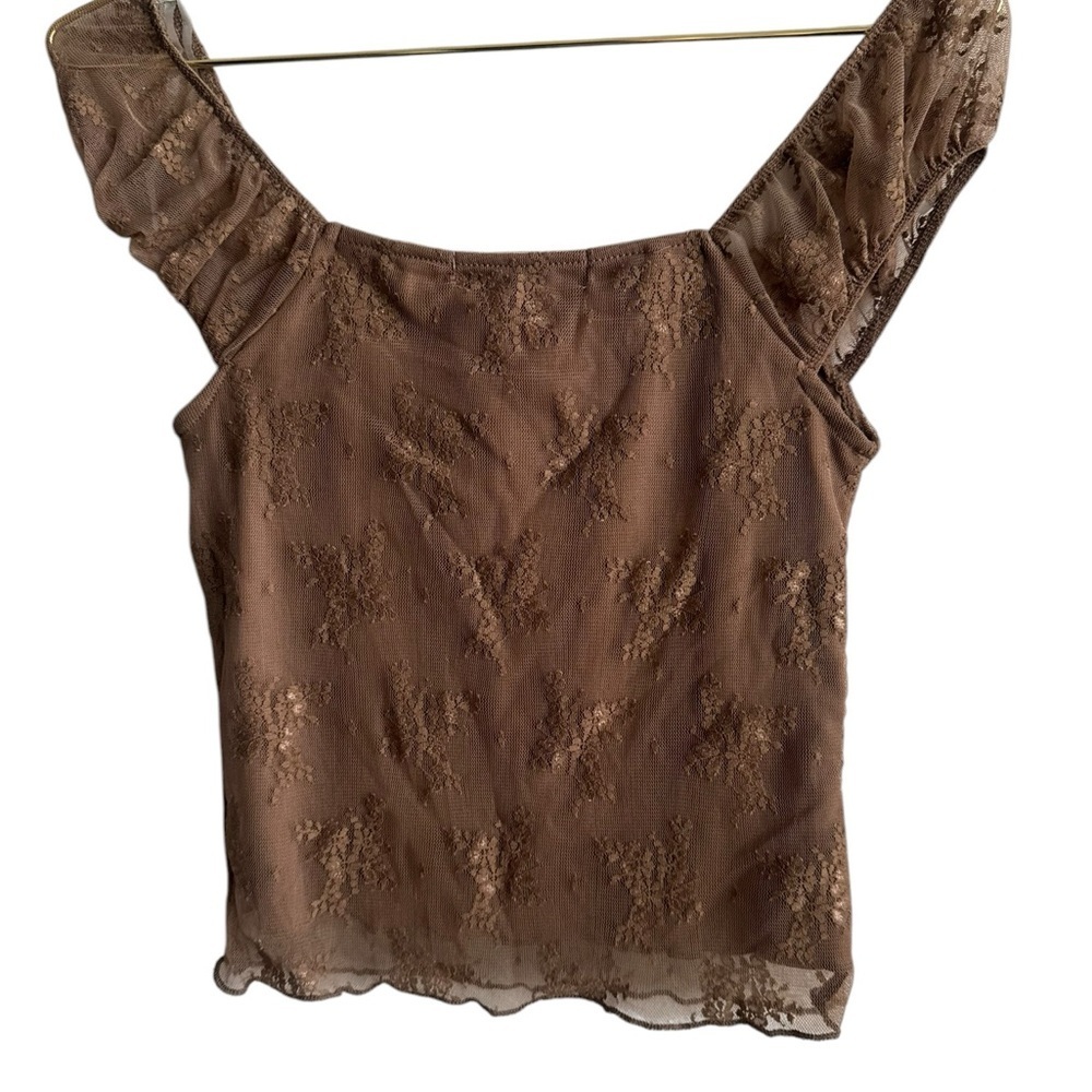 Madden Girl Brown Lace Square Neck Camisole - Picture 2 of 5
